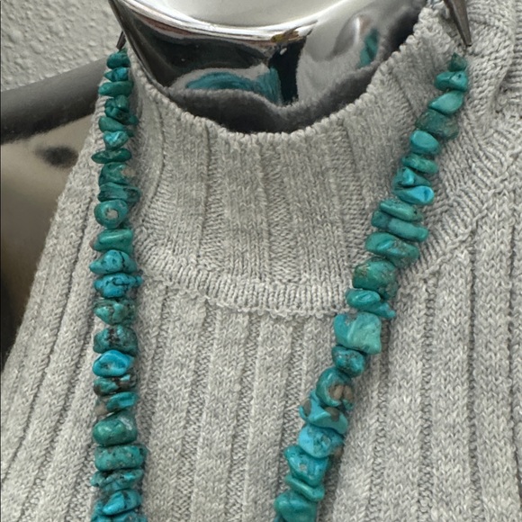 🤩Vintage OLD PAWN NATIVE AMERICAN INDIAN NUGGET TURQUOISE NECKLACE NAVAJO PEARL - Picture 14 of 16